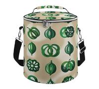 Green Pattern Insulated Cooler Bag, Collapsible & Leakproof Lunch Bag, Large Capacity Cooler for Picnic Travel Camping