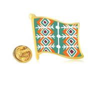 Green Pattern Mexico Totems Ancient Civilization Golden Metal Flag Lapel Pin Badge