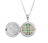 Green Pattern Mexico Totems Ancient Civilization Locket Necklace Hold Picture Jewelry Birthday Gift