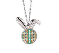 Green Pattern Mexico Totems Ancient Civilization Rabbit Necklace Pendant Bunny Animal Jewelry Gift