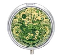 Green Pattern Pill Case Pill Box with 3 Compartments