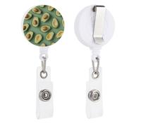 Green Pattern Retractable Badge Reel - Personalized ID Name Badge Holder with Lanyard Cute Badges Reel Holder Round Nurse Doctor Name Tag Badges Clip for Work