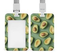 Green Pattern Retractable ID Badge Holder with Lanyard - Vertical Badge Reel,Keychain Clip,Name Tag Id Card Holder Protector for Nurse Officer Teacher Security Staff Women Men