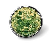Green Pattern Round Aluminum Alloy Pin Badge Lapel Pin
