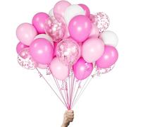 Green Paw Products - 25 Pink White and Confetti - Party Balloons - Eco Friendly & Biodegradable - 100% Natural Latex