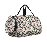 Green Peach Leopard Print Duffel Bag with Shoes Compartment Lightweight Kids Overnight Bag for Travel, Sports, Duffel, Weekender bolsos deportivos para mujer