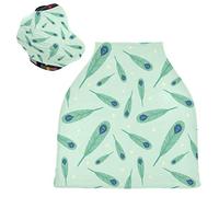 Green Peacock Feather Art Stretchy Baby Car Seat Cover,Canopy Nursing Covers,Soft Breathable Windproof Scarf Changepad for Winter Infant Breastfeeding Boys