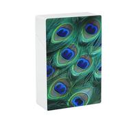 Green Peacock Feather Cigarette Case, Plastic Waterproof Shockproof, Airtight Push Open Cigarette Box, Capacity King Size Cigarette Holder, Portable Cigarette Container for Outdoor Travel Camping Offi