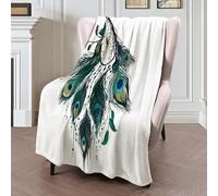 Green Peacock Feather Dreamcatcher Blanket 3D For Girls Boys Bad Muddled Art Print Decor Fleece Throw Super Soft Flannel Fuzzy Plush Sofa Couch Living Room Bed Camping Travel 40"X50"(100X130Cm)