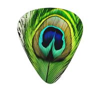 Green Peacock Feather print Celluloid Guitar Plectrums for Acoustic Guitar Bass,Guitar Picks with Organizer Box
