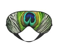 Green Peacock Feather Print Eye Mask,Soft Blackout Blindfold Eye Cover for Women Men Full Night's Sleep,Travel