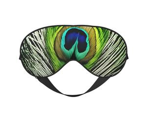 Green Peacock Feather Print Eye Mask,Soft Blackout Blindfold Eye Cover for Women Men Full Night's Sleep,Travel
