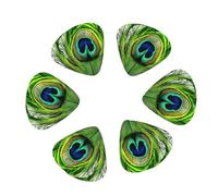 Green Peacock Feather Print Guitar and Ukulele Picks For Music Lovers 12 PCS Mixed Gauges(0.46/0.71/0.96mm)