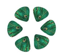Green Peacock Feather print Guitar Picks 12PCS Mixed Gauges(0.46/0.71/0.96mm) with Case, for Guitar/Ukulele