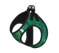 Green Peacock Feather Print Pet Leash Vest Reflective Adjustable Soft Mesh Vest Breathable For Daily Walks