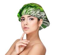 Green Peacock Feather Print Sleeping caps for Women to Protect Hair, Comfortable Nightcap for Curly and Long Hair, Black, One size