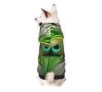 Green Peacock Feather Print Small Dogs Warm Hoodie, Soft And Breathable Sweatshirt, Easy To Wear Jumper For Winter And Fall, Cold Weather Hooded Coat Pullover