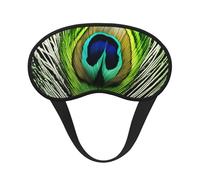 Green Peacock Feather Print Soft Washable Comfort Eye Mask for Sleeping Travel Home Hotel Airplane Camping