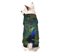 Green Peacock Feather Small Dog Hoodie Cute Printed Pet Sweater with Hood for Small Breed Dogs, Lightweight Comfortable