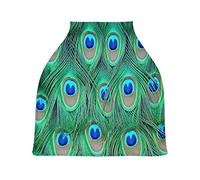 Green Peacock Feather Stretchy Baby Car Seat Cover,Canopy Nursing Covers,Soft Breathable Windproof Scarf Changepad for Winter Infant Breastfeeding Boys