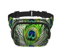 Green Peacock Feather Unisex Fashion Waist Packs, Stylish Fanny Packs for Workouts, Running, Traveling, and Hiking