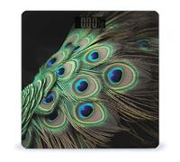 Green Peacock FeatherScale for Body Weight with LCD High Precision Weighing Scales Fashion Sturdy Tempered Glass Weight Scales Easy-to-Read Digital Bathroom Scale for Daily 400lb