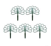 Green Peacock Plant Stand 5-Pack, ABS Bird-Shaped Flower Support Frame with Adjustable Arcs for Indoor Outdoor Garden, Prevents Drooping Stems, Easy Assembly, 26x23.5cm