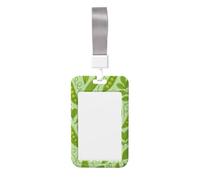 Green Peas Leaves Pattern Abs Vertical Id Badge Holder, Name Badge with Clear Scanning Film