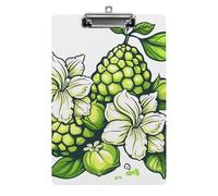 Green Pentagon Fruit Clipboard, A4 Acrylic Clipboards with Hanging Hook, Ultra Lightweight & Shatterproof Writing Board for Office, Nurses, 8.5" X 12.5"