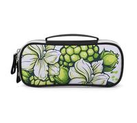 Green Pentagon Fruit Pencil Case with Handle, Large Capacity PU Leather Pencil Bag Office Organizer, Portable Cosmetic Bag for Travel, Home