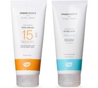 Green People Edelweiss SPF15 Sun Cream & After Sun Bundle 2 x 200ml | Natural, Organic Sunscreen with Tan Accelerator | Sensitive Skin | Non Comedogenic, Non Greasy | Reef Safe, Cruelty Free