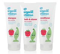 Green People Organic Children Berry Burst Bath and Shower, Shampoo and Conditioner Bundle, Sensitive skin, Eczema-friendly, Certified organic ingredients, Clear 200 ml Each