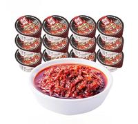 Green pepper sauce,garlic chili sauce,mushroom sauce,seasoning,noodle sauce,convenient table sauce,pickle sauce,Condiments,spicy snacks,Hot pot dipping sauce (Super hot,12 cans)