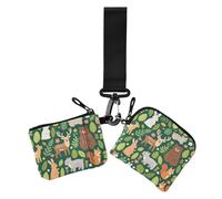 Green Personalized Animal Wild Women's Coin Purses Card Cases Cute Fashion Zipper Wallet Coin Bag with Wristlet Strap for Woman 2 Pcs, Green Personalized animal wild, One Size, Casual