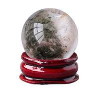 Green Phantom Crystal Ball Gemstone Sphere Fengshui Ornaments Sculpture Figurine for Divination Home Decoration Gift Men Women,70~80mm Gemstone Stone