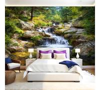 Green Photo Wallpaper Small Stream in The Forest Wall Murals for Living Room Bedrooms Office Tv Background Wall Large Mural Poster 300 x 210 cm Home Decoration