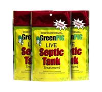 Green Pig 54A Live Septic Tank Treatment 3-Year Supply Ultimate Solution in Preventing Expensive Backups, Clogs, or Drain Field Failures with 12-Easy Drop-in and Flush Packets, Supply-12 Count