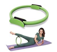Green Pilates Ring Magic Circle - Professional 14 Inch Fitness Ring for Women & Men | Dual Padded Handles | Core, Thigh & Arm Toning | Home Pilates Equipment