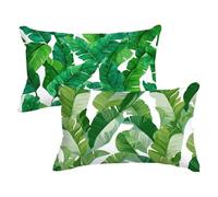 Green Pillow Cases 2 Pack, Cushion Covers 40x70cm Large, Rectangle Throw Pillow Covers Leaf Pattern Double Sided, Soft Sofa Cushions with Lnvisible Zipper for Autumn Farmhouse Home Decor,Model974