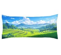 Green Pillow Cases Cloud Cushion Covers 40 x 120 cm Hotel Quality Extra Long Body Pillow, Double-Sided Printing Long Body Side sleeper pillow, Decorative Bolster, for Home Bedroom Decor Kl-537