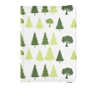 Green Pine Tree Pattern Passport Holder for Travel with Credit Card Holder Slots RFID Passport Book Holders PU Leather Travel Accessories for Women Men