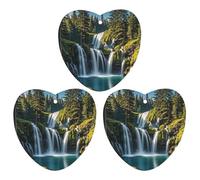 Green Pine Waterfall Car Air Freshener, 3 Pcs Love form Hanging Air Freshener Cards, Long Lasting Fragrance Scented Cards for Car, Home, Office Gray-style