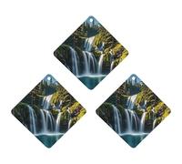 Green Pine Waterfall Car Air Freshener, 3 Pcs Rhombus Hanging Air Freshener Cards, Long Lasting Fragrance Scented Cards for Car, Home, Office White-style