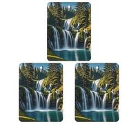 Green Pine Waterfall Car Air Freshener, 3 Pcs Square Hanging Air Freshener Cards, Long Lasting Fragrance Scented Cards for Car, Home, Office Black-style