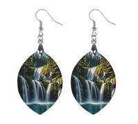 Green Pine Waterfall Wooden Earrings for Women, Vintage Elegant Wood Jewelry, Lightweight Earrings for Wedding, Party, Everyday Jewelry Gift, Circular, Wood, wood