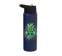 Green Pineapple DJ with Headphones and Sunglasses Ananas Stainless Steel Insulated Water Bottle
