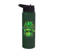 Green Pineapple DJ with Headphones and Sunglasses Ananas Stainless Steel Insulated Water Bottle