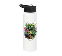 Green Pineapple DJ with Headphones and Sunglasses Ananas Stainless Steel Insulated Water Bottle
