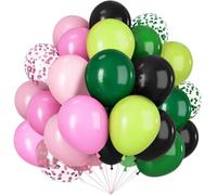Green Pink Birthday Balloons, 60 Pcs Avocado Green Pastel Pink Black Balloons with 12 Inch Confetti Balloon, Princess Party Decorations for Witch Princess Themed Disco Cosplay Birthday Baby Shower