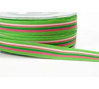Green, Pink & Fuschia Grosgrain 16mm Stripe May Arts Ribbon on a 3m Length (N.B. This is a Cut from a roll)